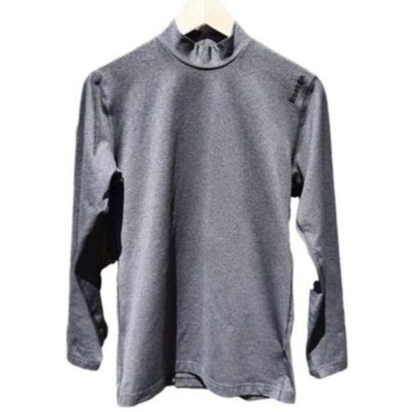 Reebok Play Warm Mock Neck Top Pullover Layer Grey Running Workout Size M - Picture 1 of 13